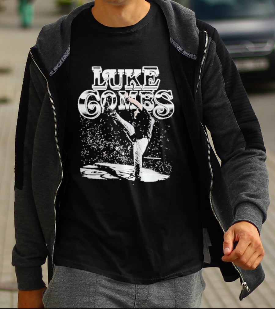 Luke Combs Stage Performance Art With Microphone And Hands Up Gesture T-Shirt