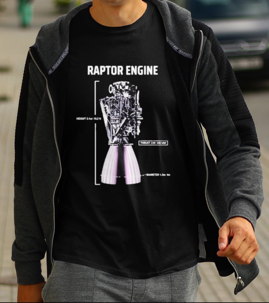 Raptor Engine Thrust 230 440 Klb Elon Musk T-Shirt