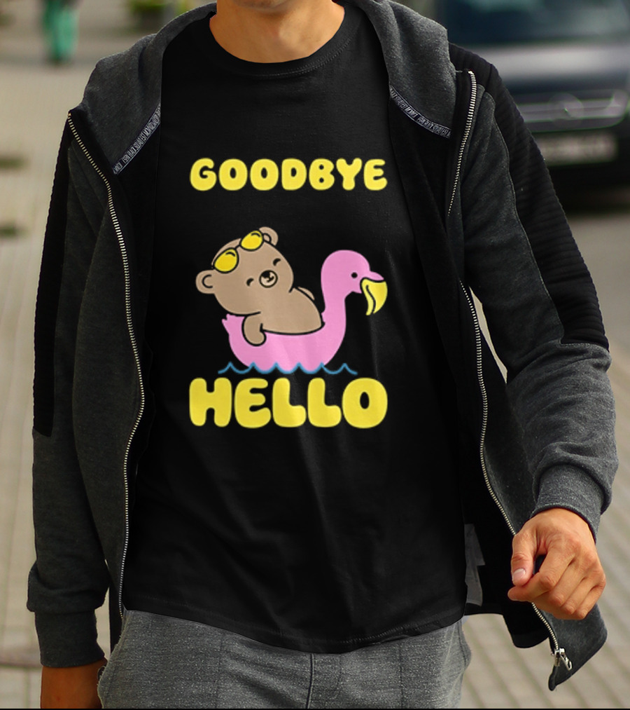 Goodbye Seasonal Depression Hello Body Dysmorphia Bear On Flamingo 2026 T-Shirt