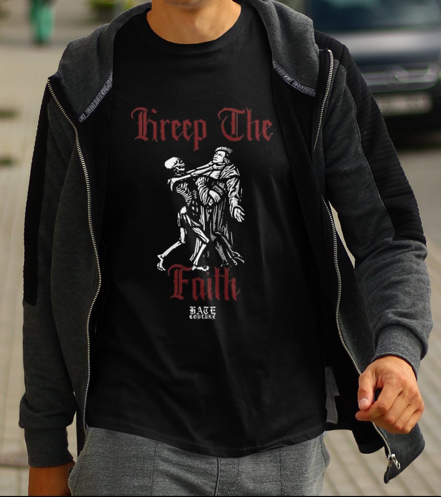 Kreep The Faith Hate Couture Gothic Skeletons Embrace T-Shirt