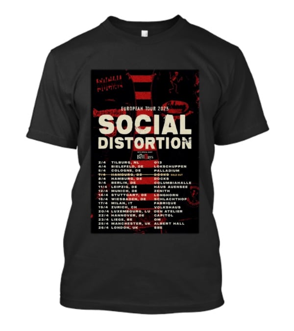 Social Distortion European Tour 2025 Tilburg Berlin Manchester London Dates Venues T-Shirt