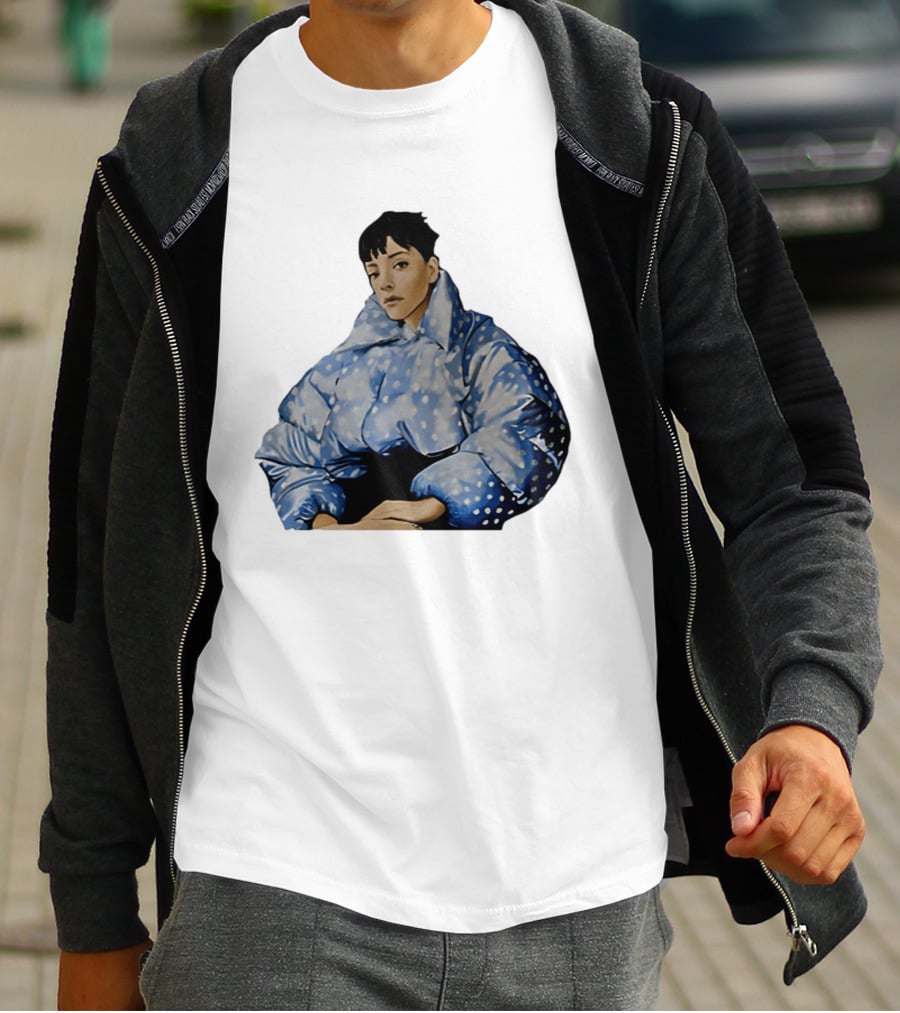 Lily Allen West End Girl Blue Polka Dot Puffer Jacket Style Fashion T-Shirt