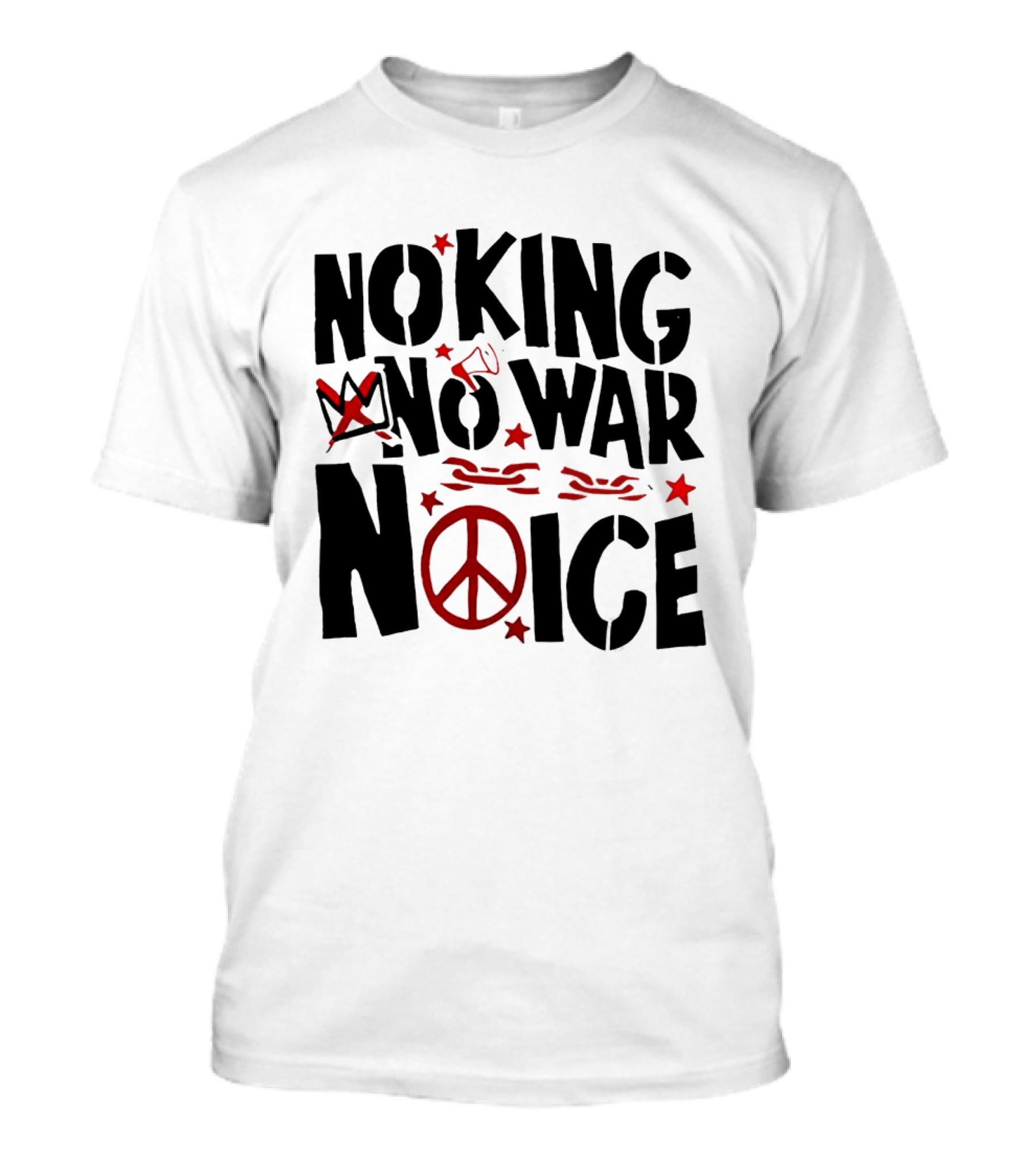 No King No War Peace Symbol Chain And Crown T-Shirt