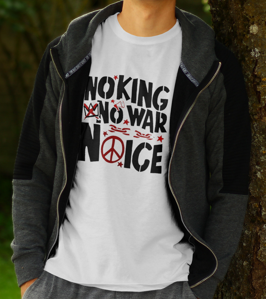 No King No War Peace Symbol Chain And Crown T-Shirt