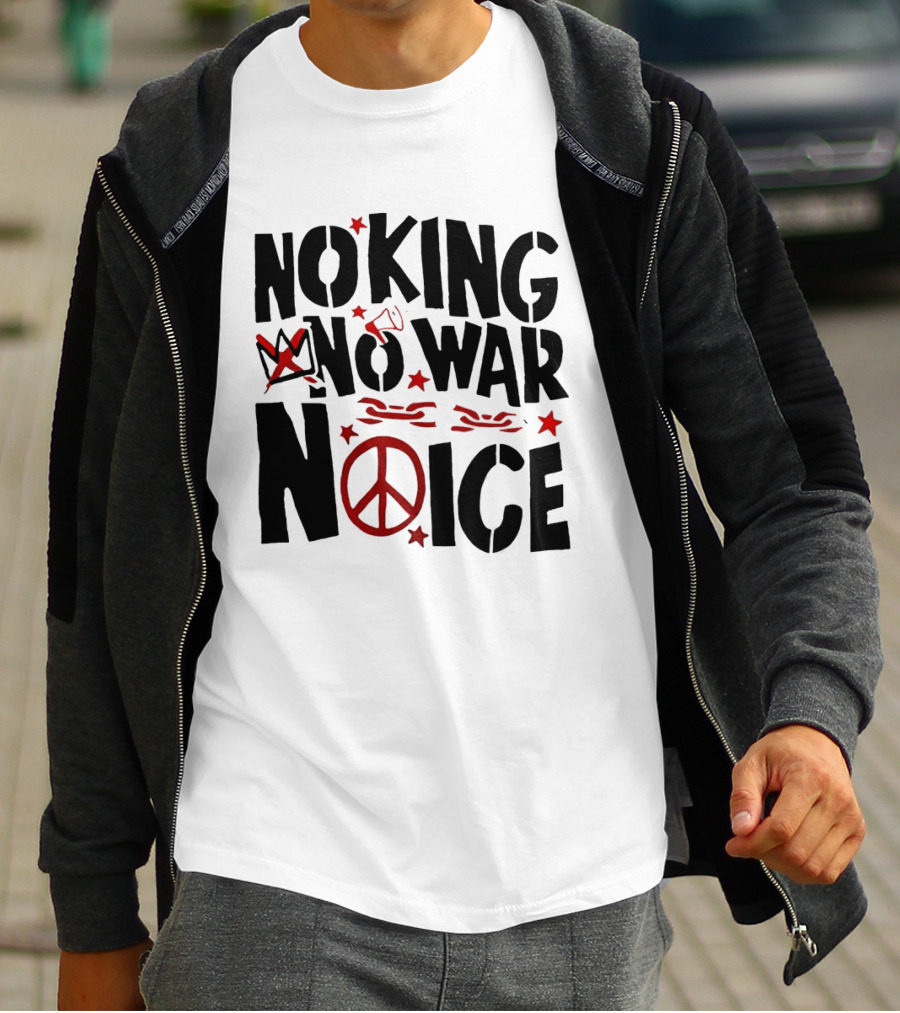 No King No War Peace Symbol Chain And Crown T-Shirt