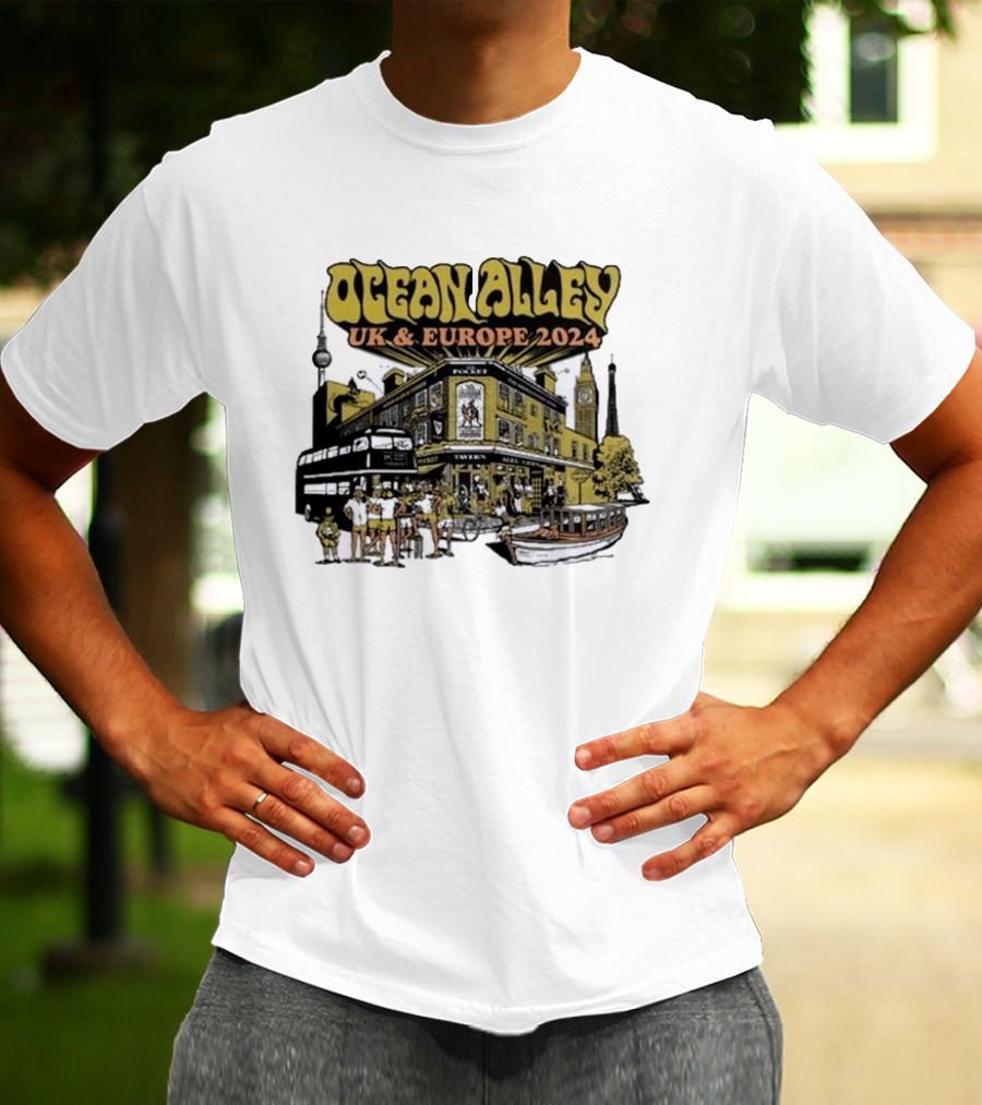 Ocean Alley UK And Europe 2024 Tour Pocket Tavern Scene With Landmarks T-Shirt