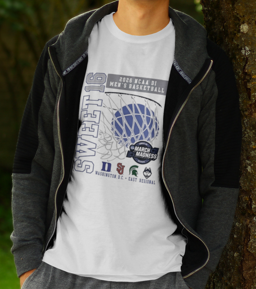 Sweet 16 2026 NCAA DI Men's Basketball East Regional Duke, St. John's, Michigan State, Eastern Kentucky T-Shirt