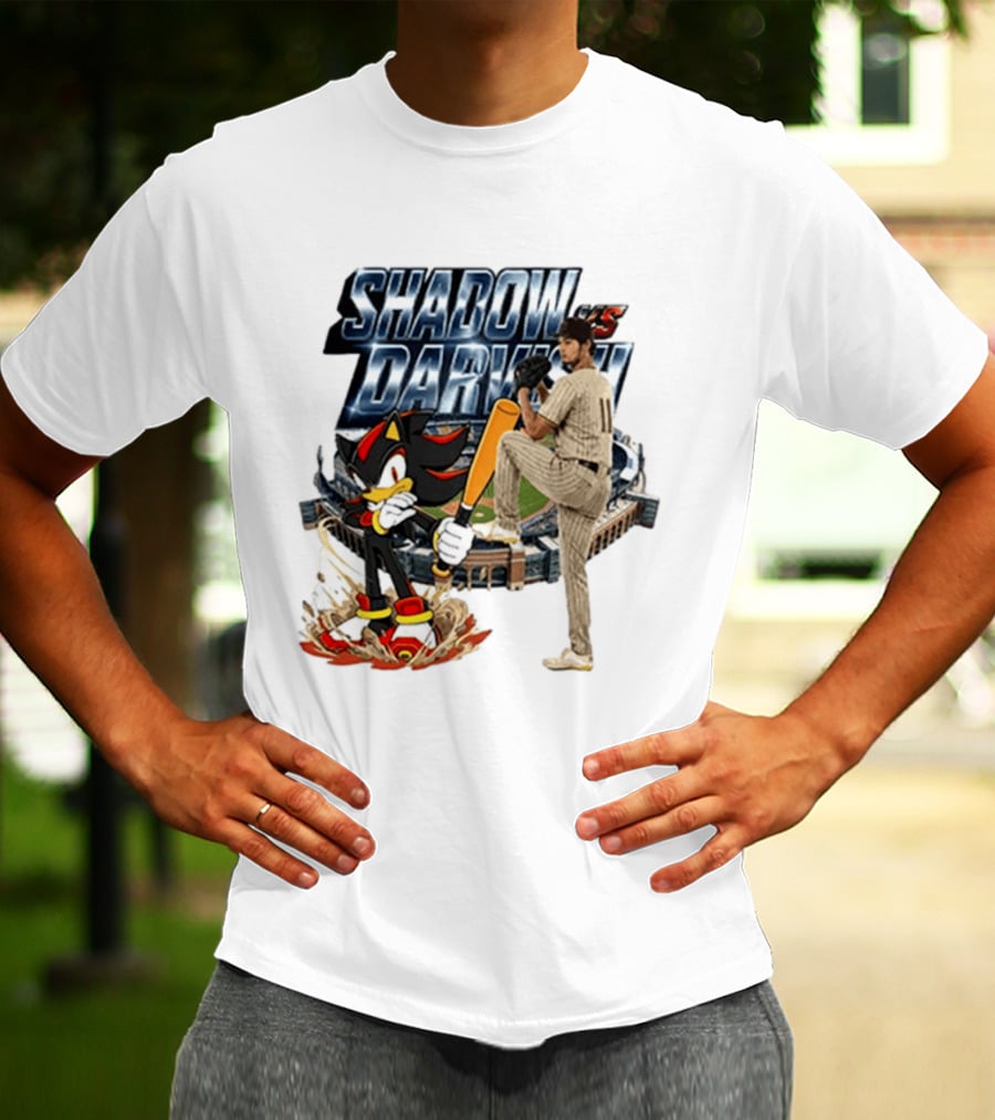 Shadow Vs Darvish Baseball Showdown With MLB Stadium And Hedgehog T-Shirt