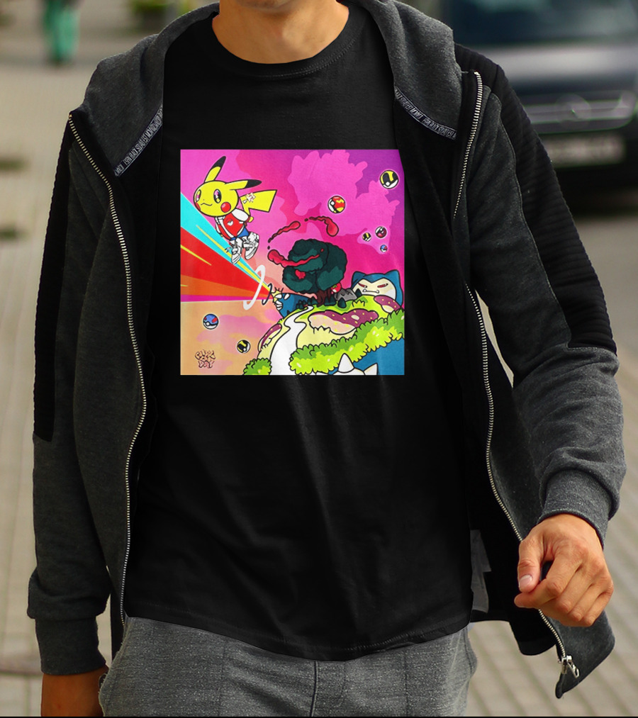 Pikachu Graduation Inspired By Album Cover Elements Pokemon Crossover Scene T-Shirt