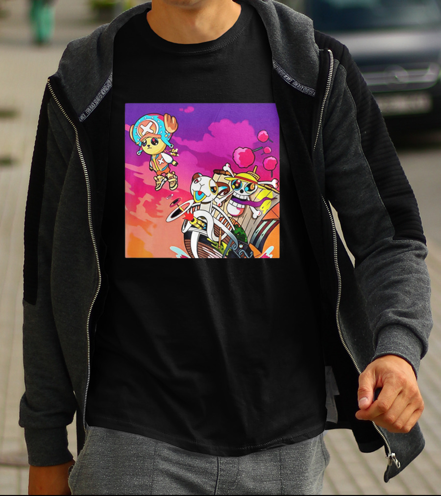 Tony Tony Chopper One Piece Anime Meets Kanye Graduation Style Fusion T-Shirt