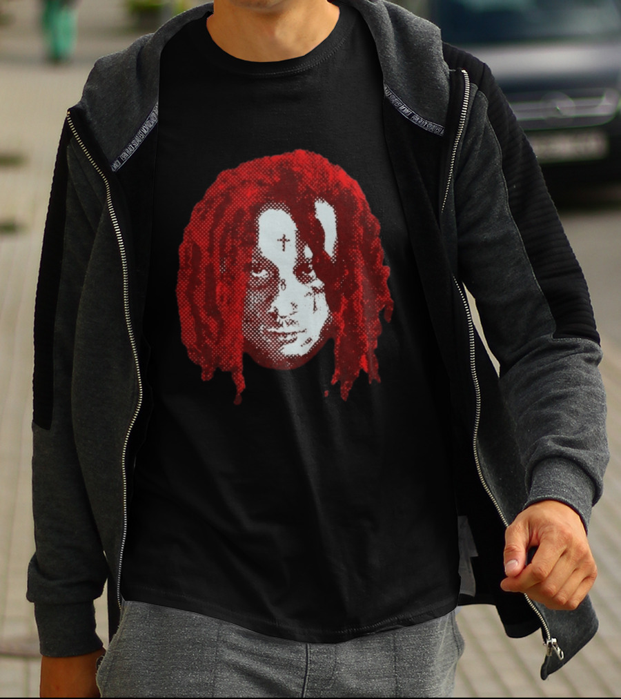Trippie Redd Red Dreadlocks Face Tattoo T-Shirt