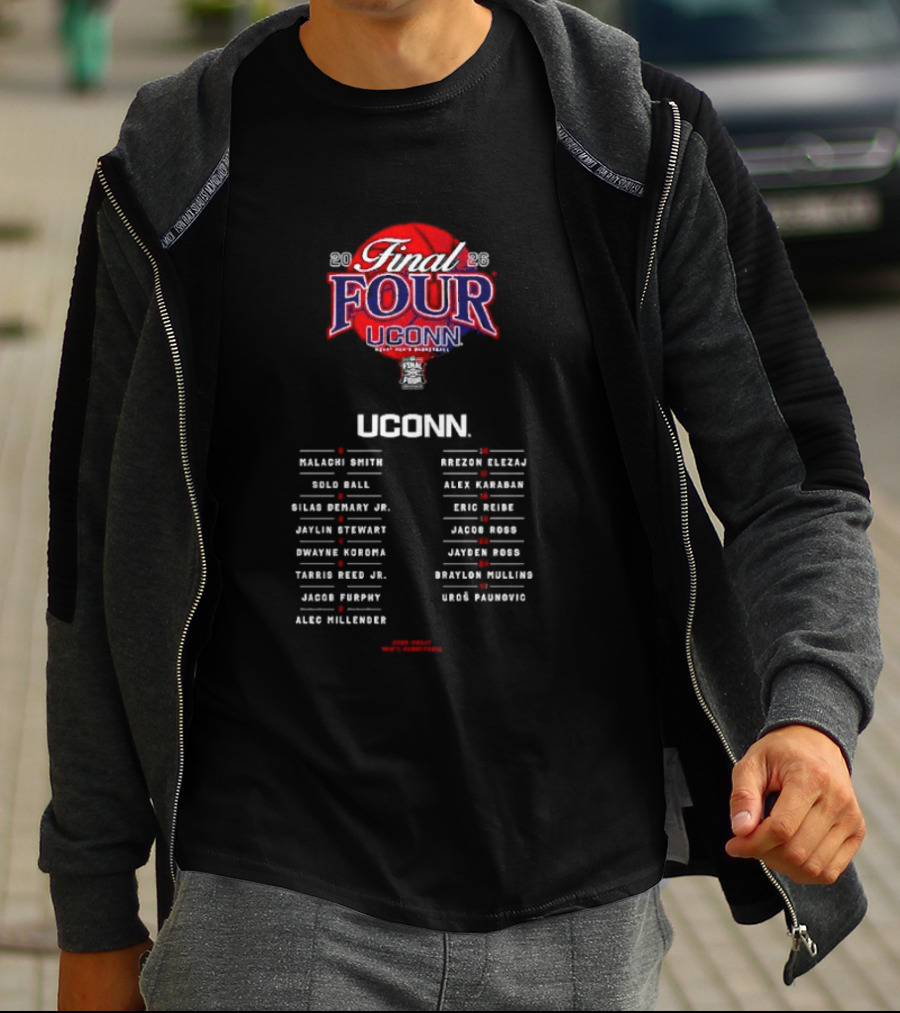 UConn Huskies NCAA Men’s Basketball 2026 Final Four Roster T-Shirt