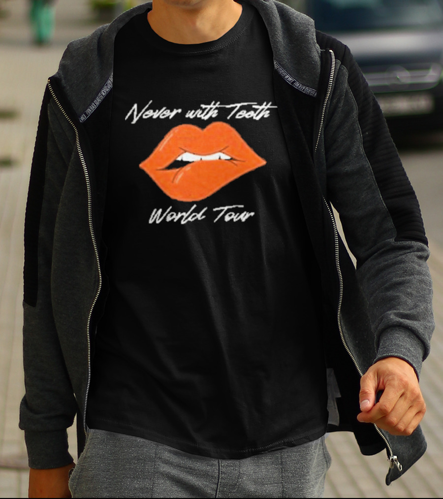 Never With Teeth World Tour Orange Lips T-Shirt