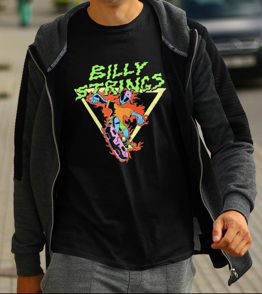 Billy Strings Alien Skateboard Triangle Flame T-Shirt
