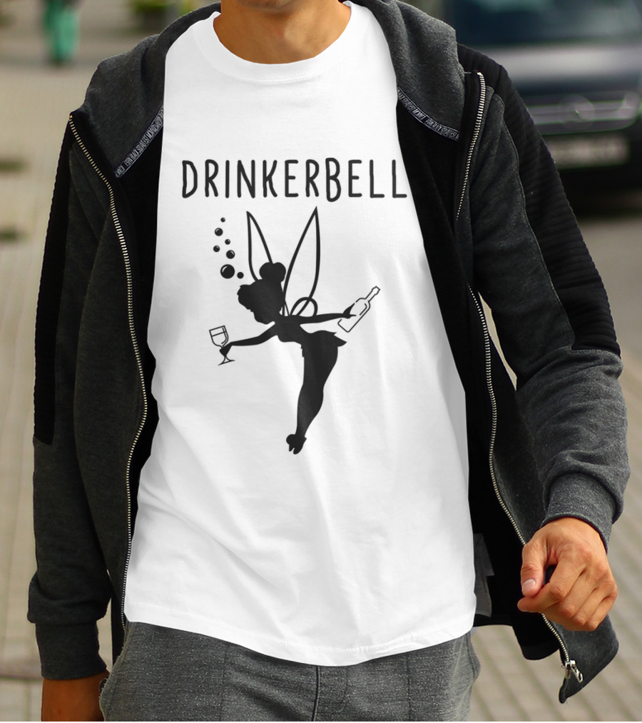 Drinkerbell Beer Lover Fairy With Wine Glass And Bottle T-Shirt