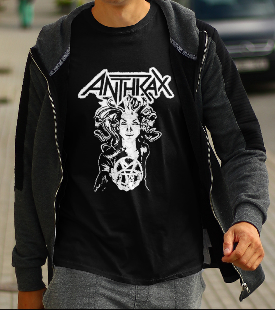 Anthrax Hand Drawn Medusa Pentagram T-Shirt