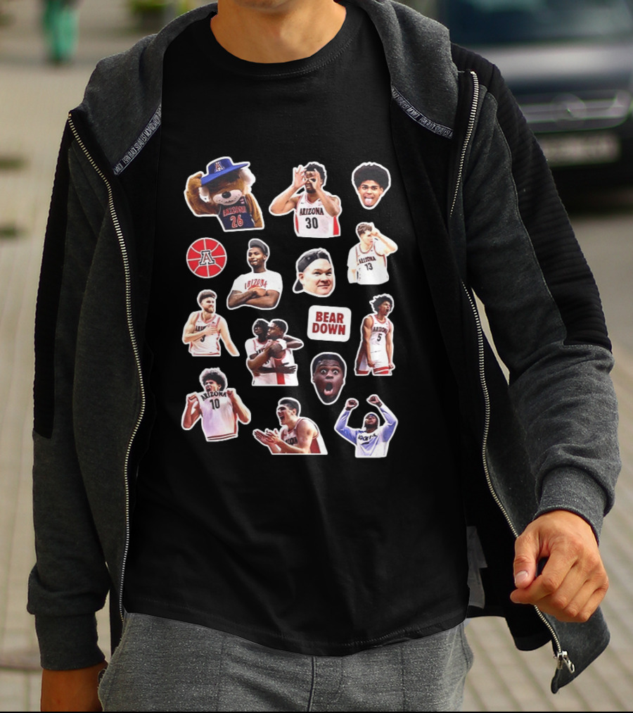 Arizona Wildcats 2026 NCAA Men's Basketball Bear Down Stickers T-Shirt