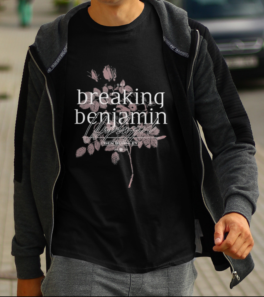 Breaking Benjamin Unplugged Pink Floral Overlay T-Shirt