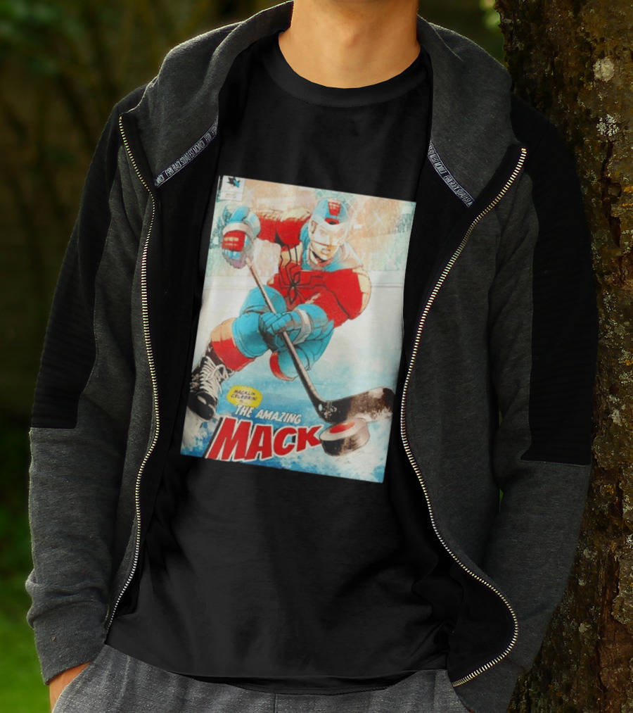Macklin Celebrini The Amazing Mack San Jose Sharks Hockey Comic T-Shirt