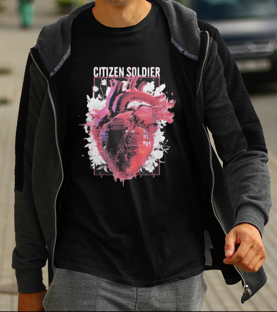 Citizen Soldier Heartbeat Anatomical Heart And Floral T-Shirt