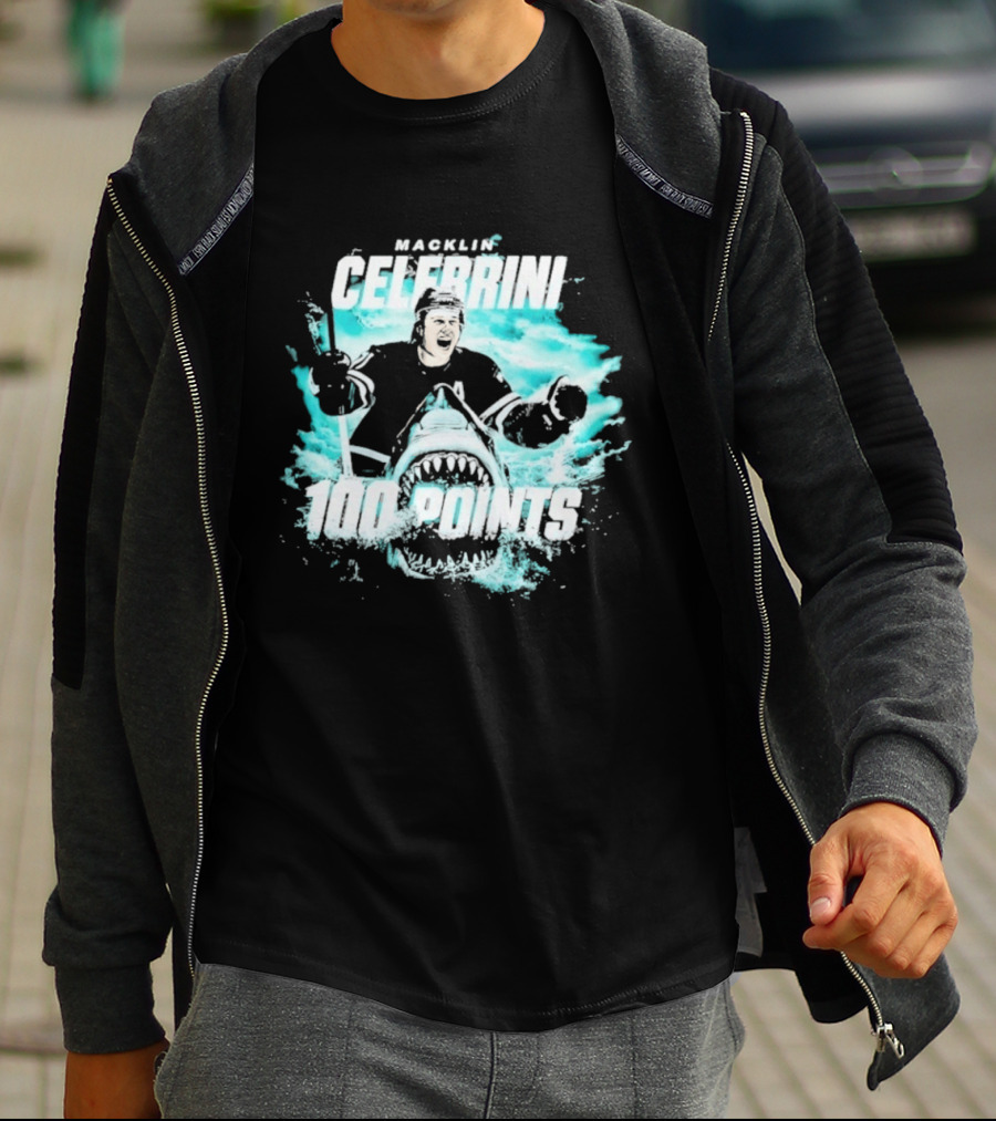 Macklin Celebrini San Jose Sharks 100 Points T-Shirt
