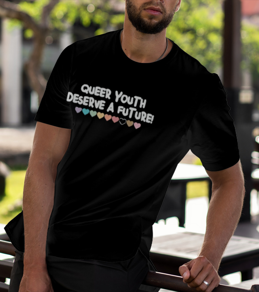 Queer Youth Deserve A Future Pastel Rainbow Hearts T-Shirt