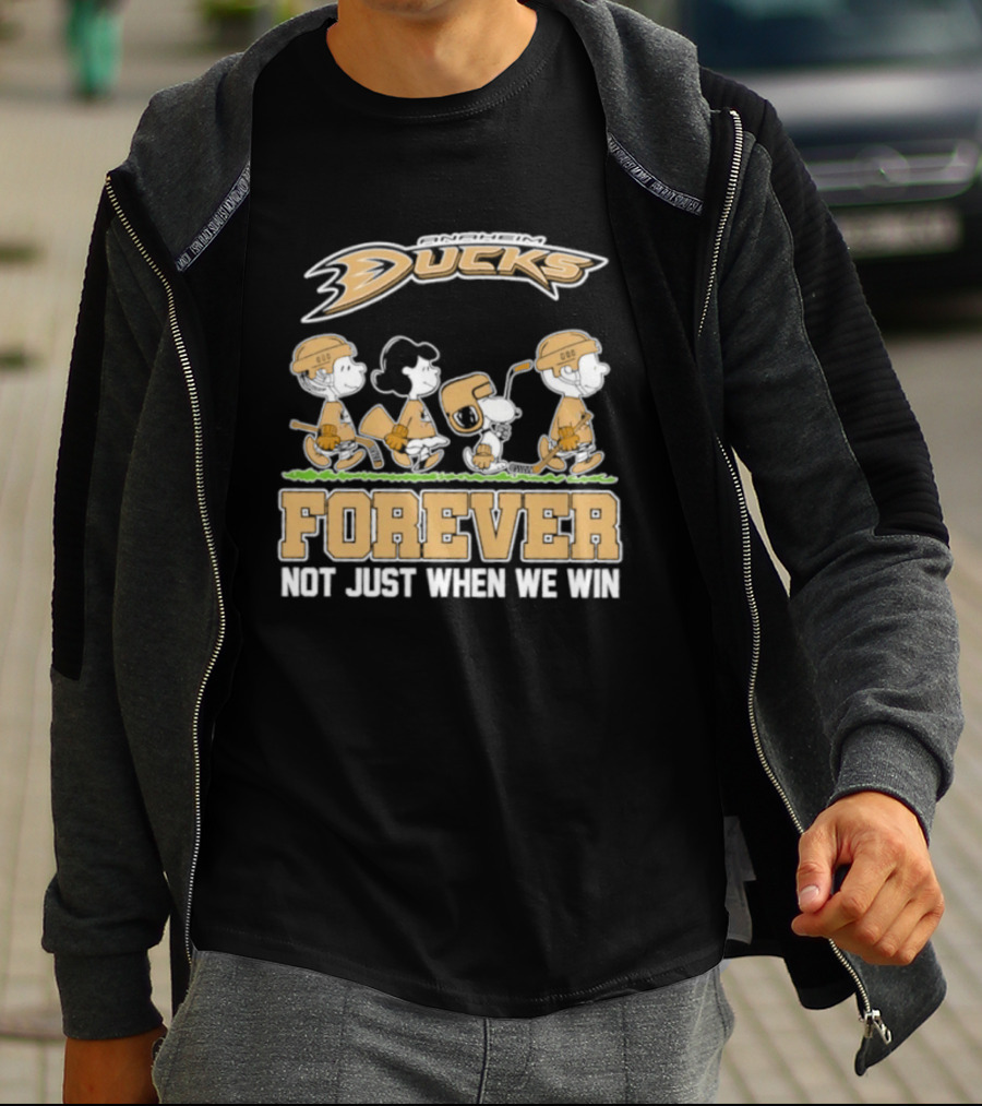 Anaheim Ducks Peanuts Forever Not Just When We Win Charlie Brown Snoopy Linus Woodstock T-Shirt