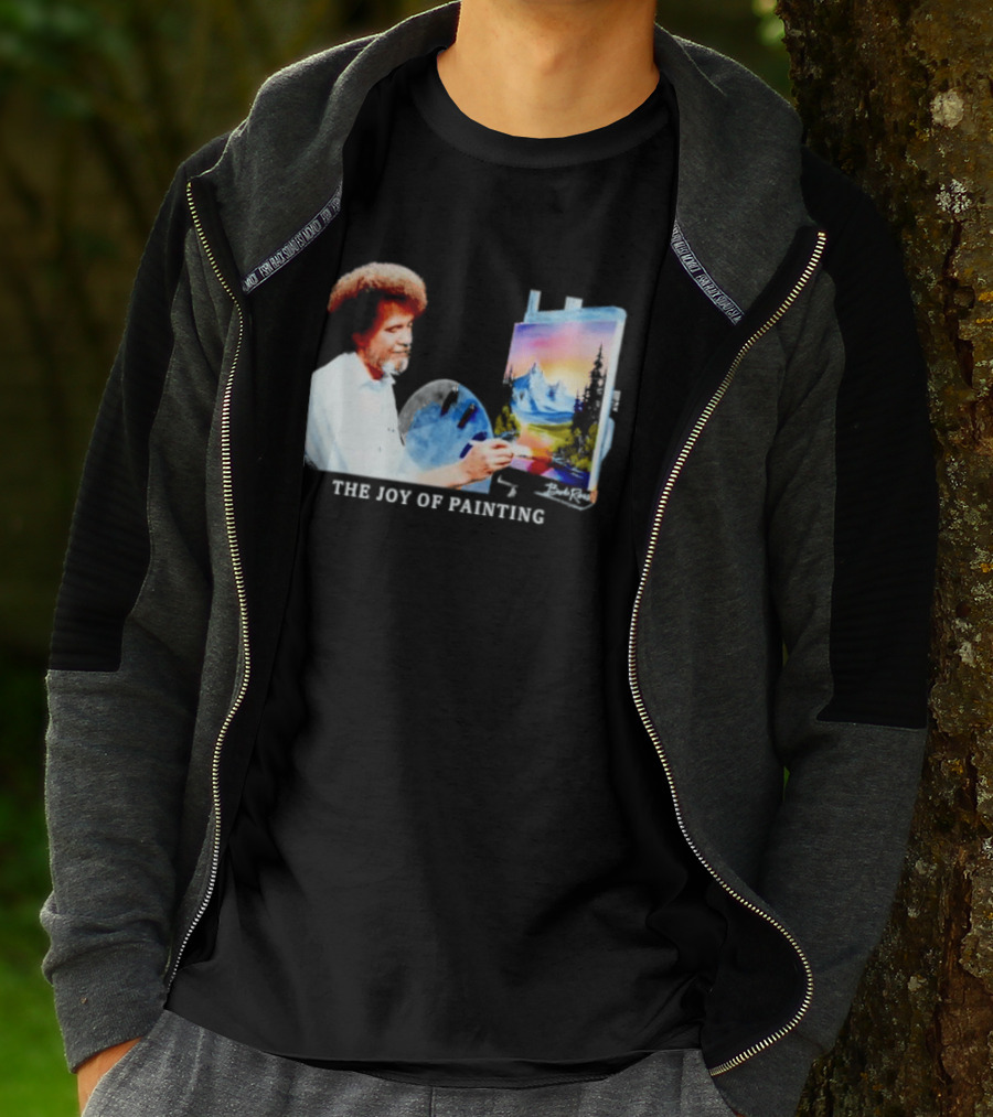 Bob Ross The Joy Of Painting Mountains And Sunset Scene T-Shirt