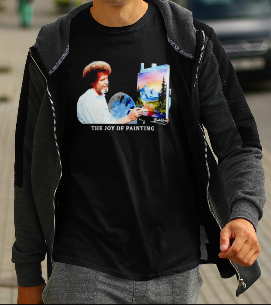 Bob Ross The Joy Of Painting Mountains And Sunset Scene T-Shirt
