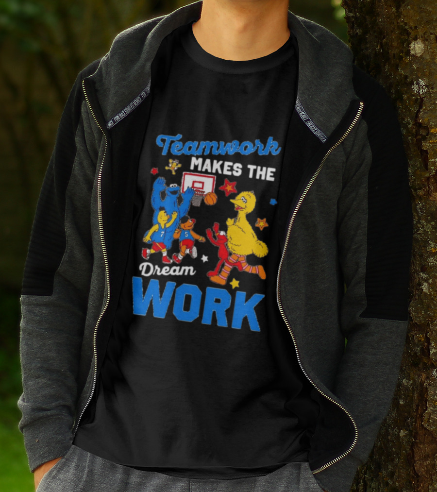 Teamwork Makes The Dream Work Sesame Street Basketball Slam Dunk T-Shirt