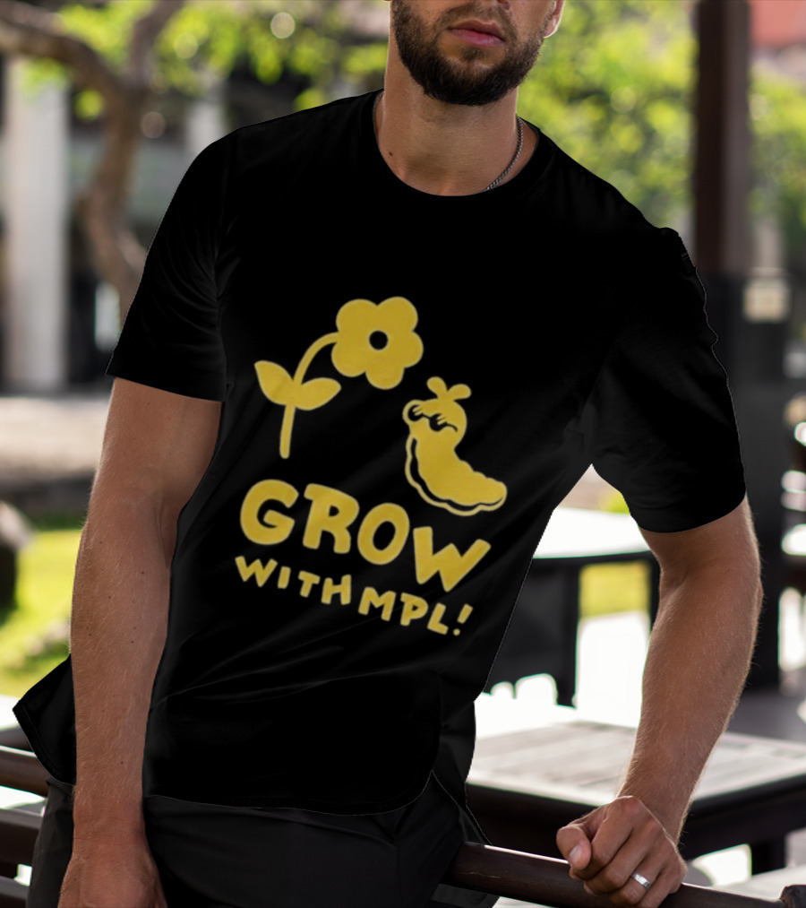 Grow With MPL Flower And Bird Yellow T-Shirt