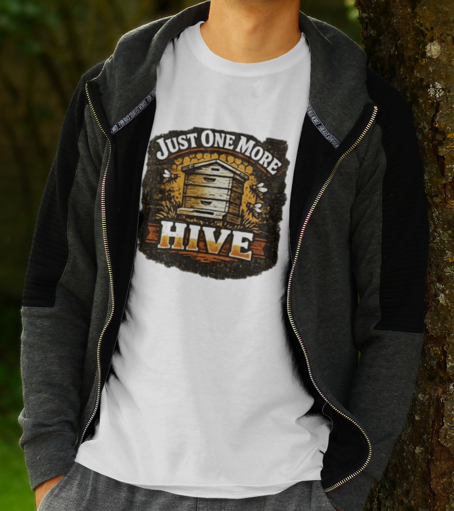 Just One More Hive Beekeeping Bees Honeycomb Apiary T-Shirt