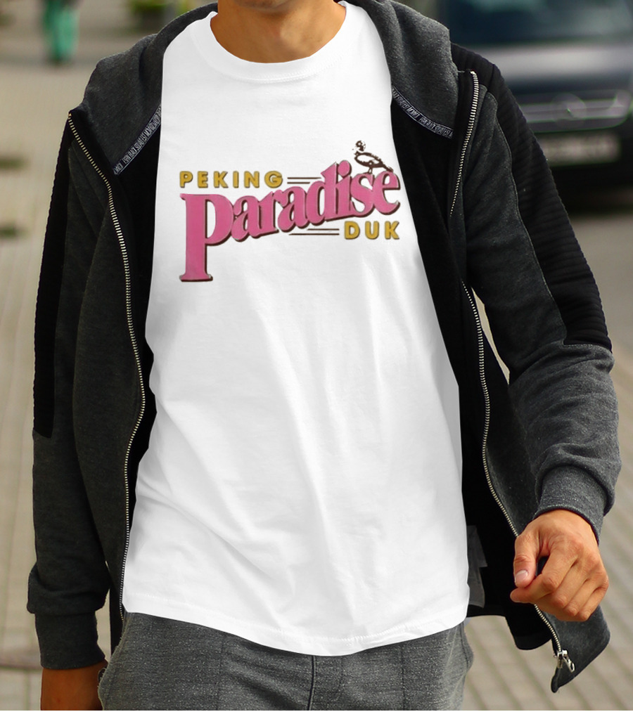 Peking Duk Paradise Bold Pink Yellow Text With Duck T-Shirt