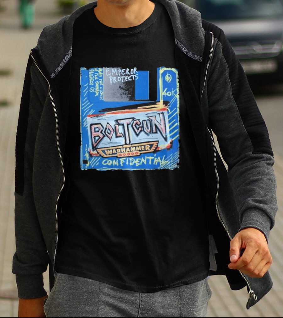 Warhammer 40K Boltgun Emperor Protects Confidential Floppy Disk T-Shirt