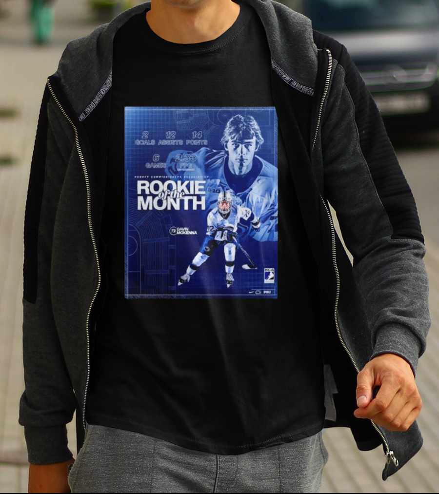 Rookie Of The Month Gavin McKenna 72 Penn State Nittany Lions Hockey Goals Assists Points T-Shirt