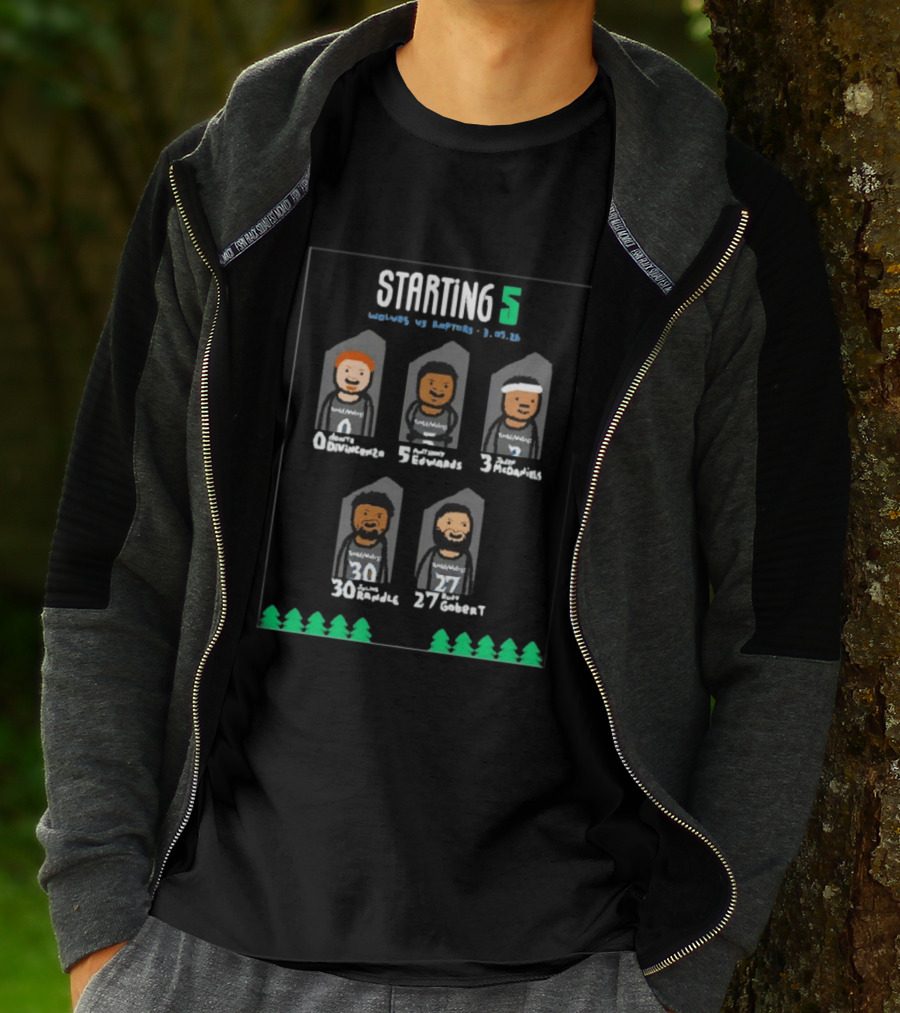 Starting 5 Divincenzo Edwards McDaniels Randle Gobert Minnesota Timberwolves T-Shirt