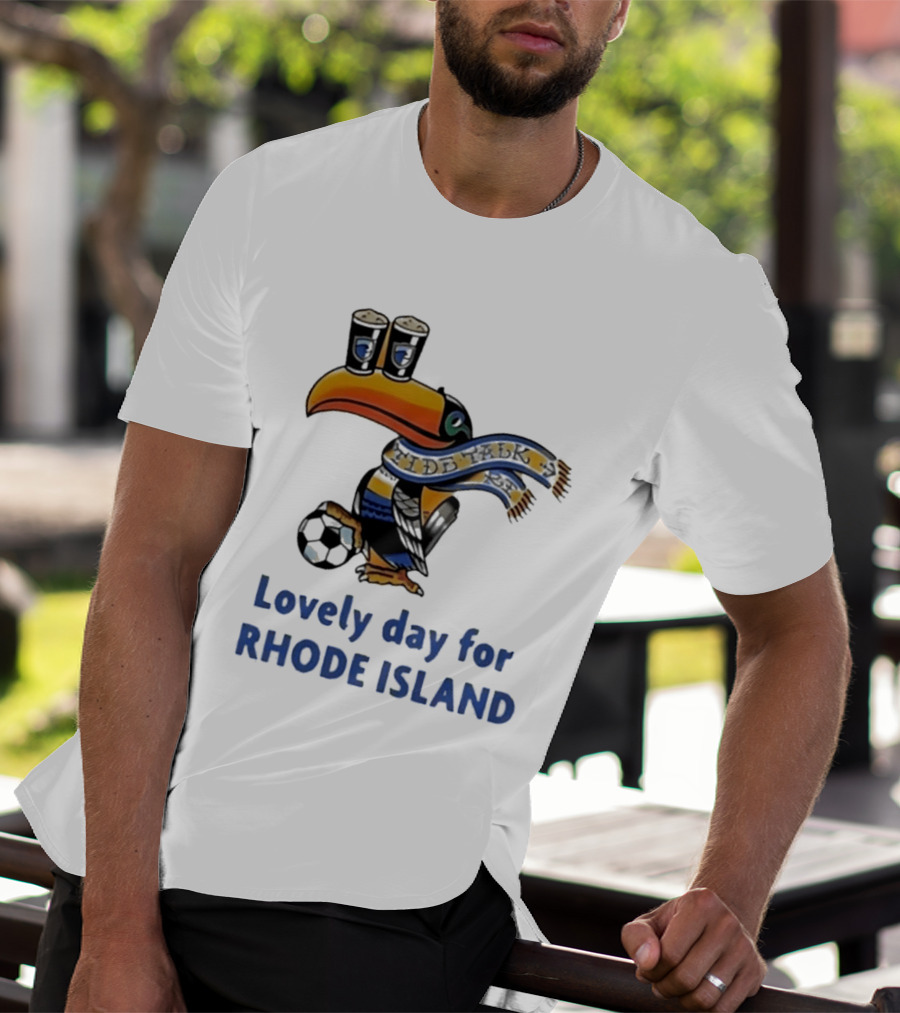 Lovely Day For Rhode Island Toucan With Soccer Ball And Beers T-Shirt