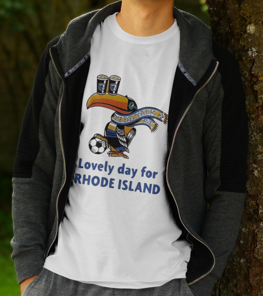 Lovely Day For Rhode Island Toucan With Soccer Ball And Beers T-Shirt