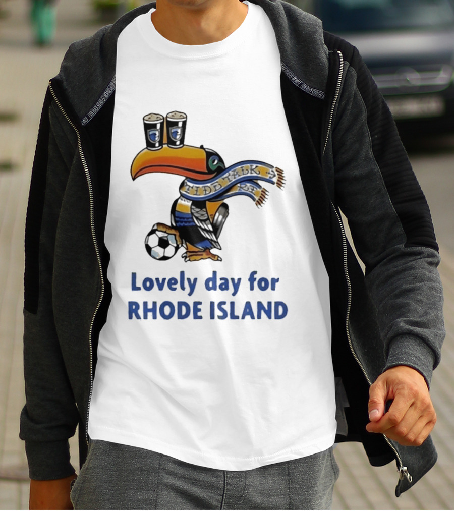 Lovely Day For Rhode Island Toucan With Soccer Ball And Beers T-Shirt