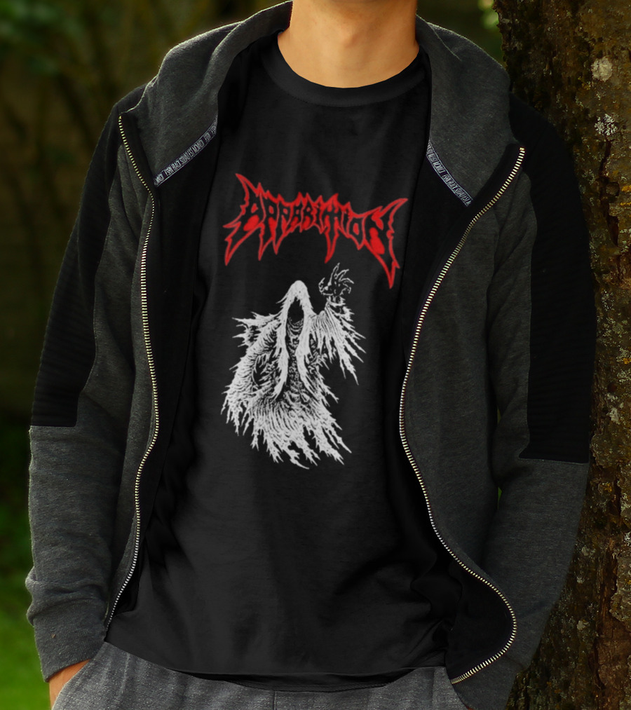 Apparition Ghostly Figure Red Gothic Font T-Shirt