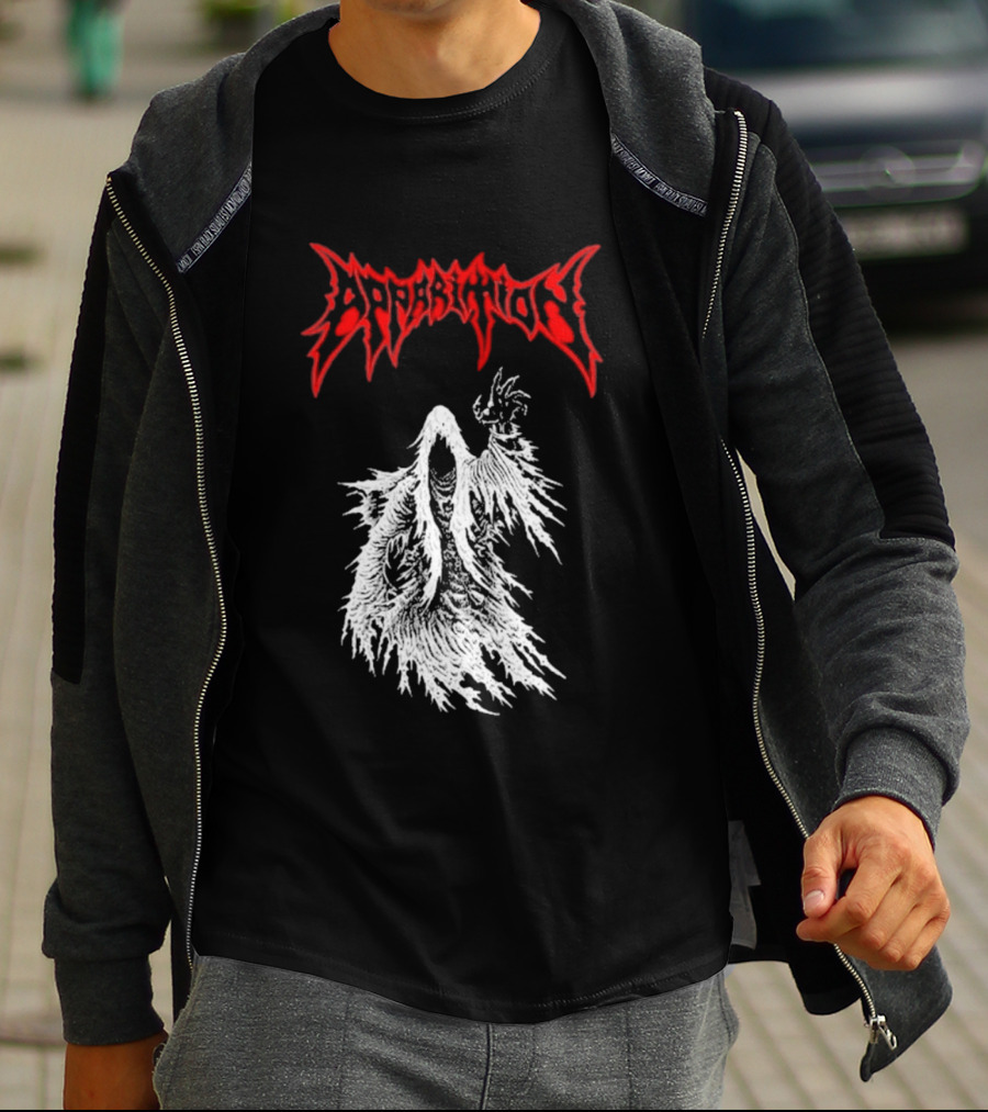 Apparition Ghostly Figure Red Gothic Font T-Shirt