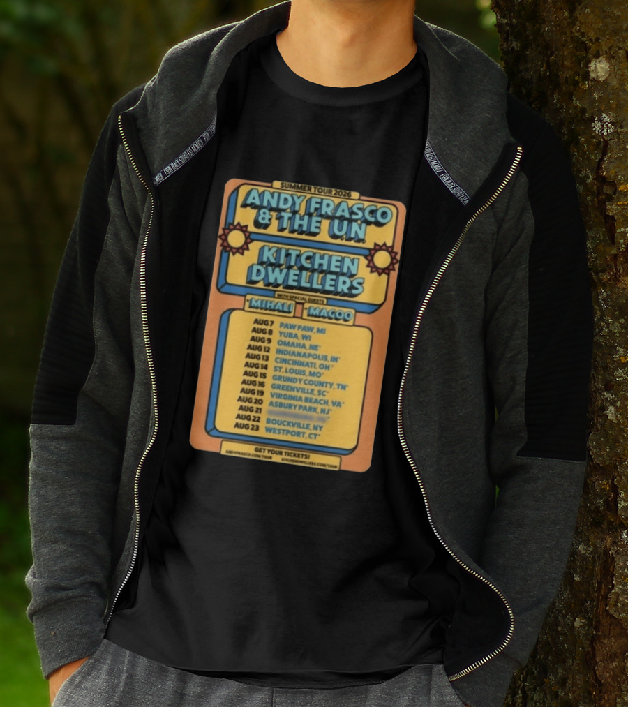 Summer Tour 2026 Andy Frasco And The UN Kitchen Dwellers With Mihali And Magoo Tour Dates And Locations T-Shirt
