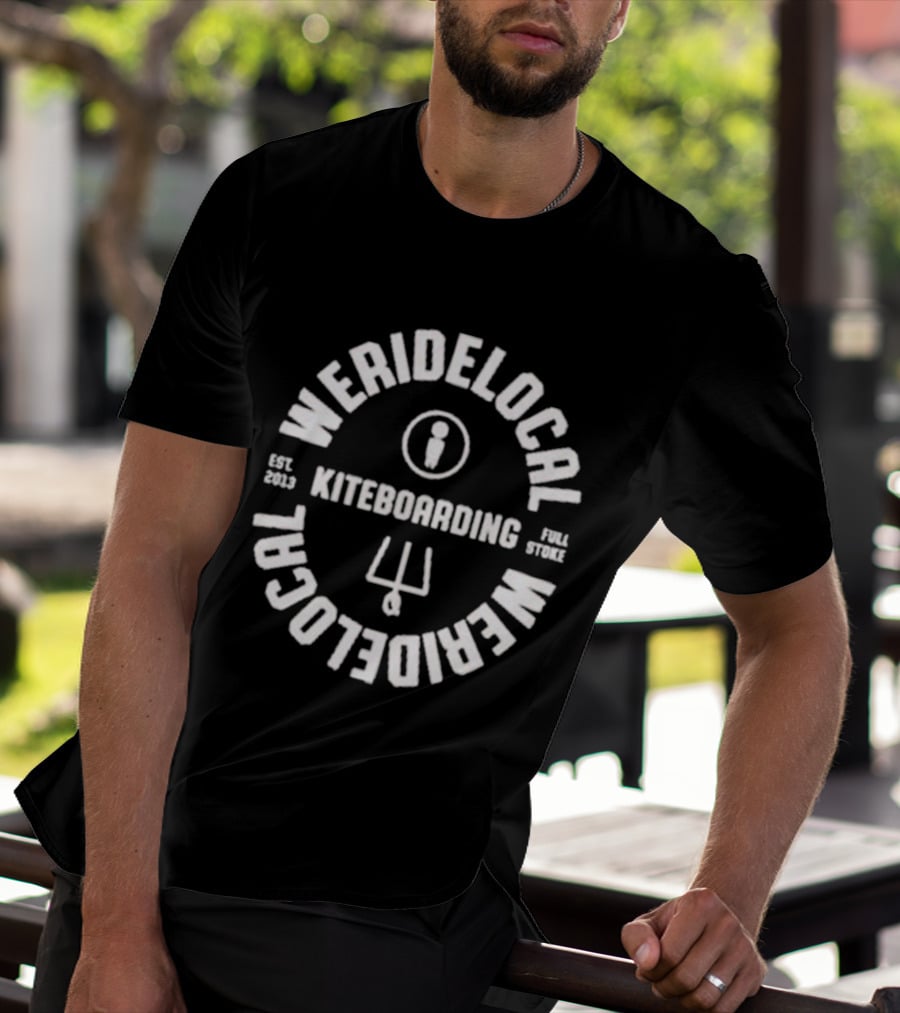 Weridelocal Kiteboarding Full Stoke Est 2006 Trident Icon Pale Apple T-Shirt