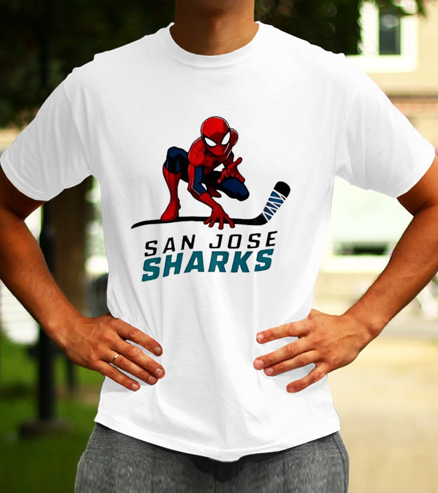 Spider Man San Jose Sharks Hockey Collaboration T-Shirt