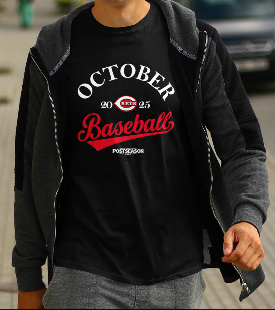 Cincinnati Reds October Baseball 2025 Postseason T-Shirt