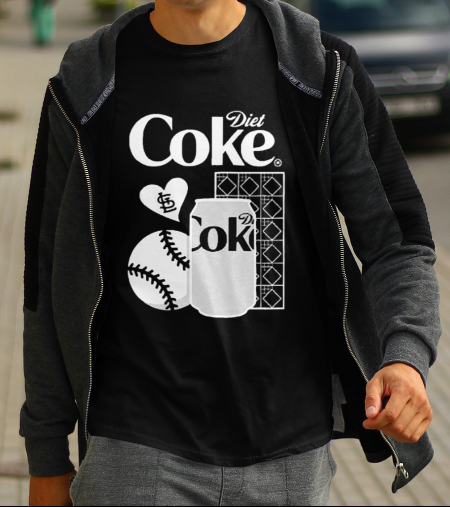 St. Louis Cardinals Diet Coke Night Baseball Can Heart 2026 T-Shirt