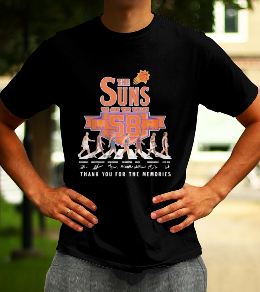 Phoenix Suns We Are The Valley 58th Anniversary 1968 2026 Abbey Road Basketball Thank You For The Memories T-Shirt
