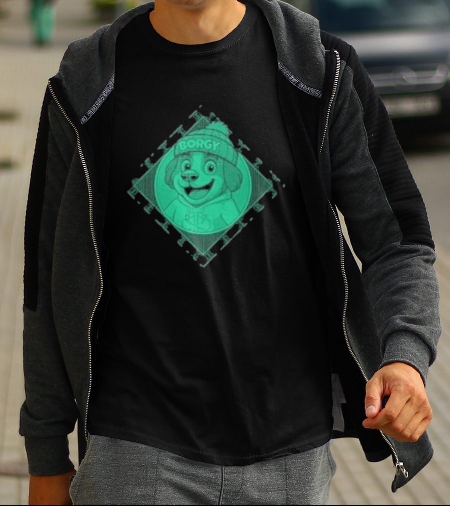 Borgy Borgy Greenlines Puzzle Dog With Beanie T-Shirt