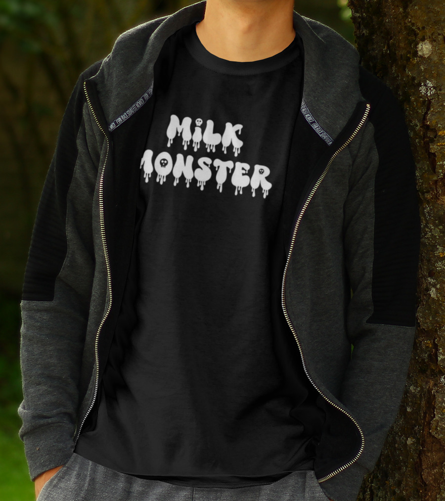Milk Monster Dripping Text With Hidden Skull And Ghost Faces T-Shirt