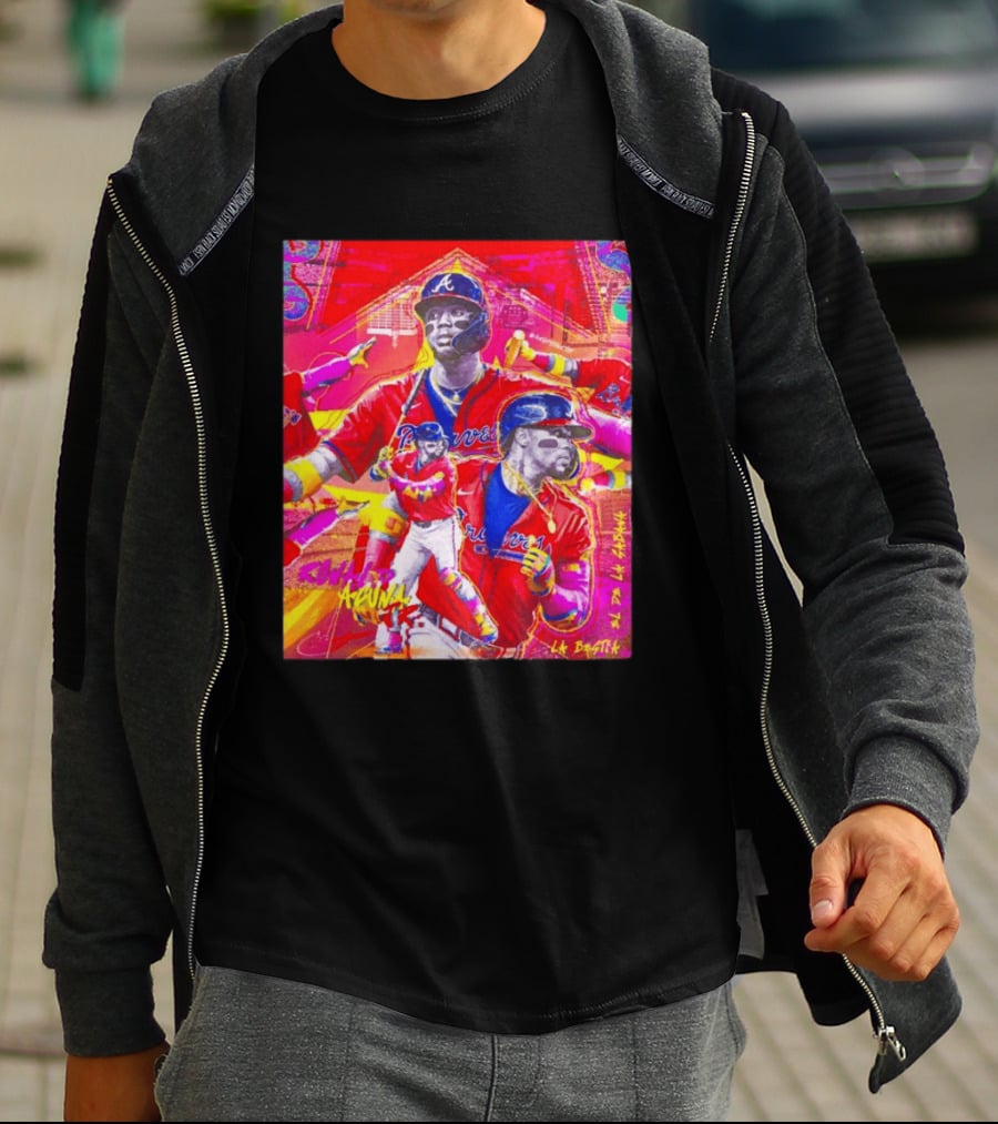 Ronald Acuña Jr Braves Atlanta Red Jersey Baseball Star Collage T-Shirt